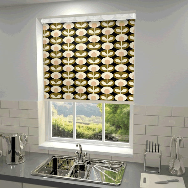 Orla Kiely - Oval Flower Blackout Roller Blind Seagrass