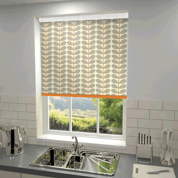 Orla Kiely - Two Colour Stem Blackout Roller Blind Warm Grey